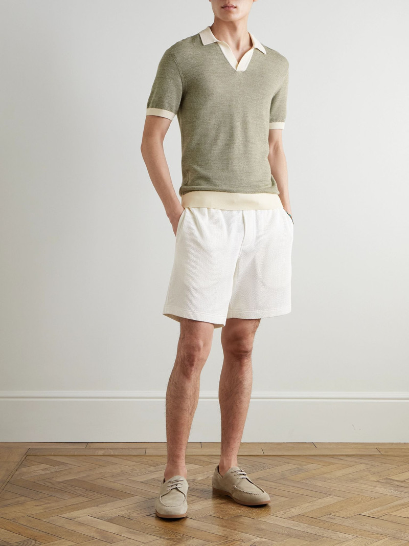 ORLEBAR BROWN Trevone Straight-Leg Cotton-Blend Seersucker Drawstring Shorts White outlook