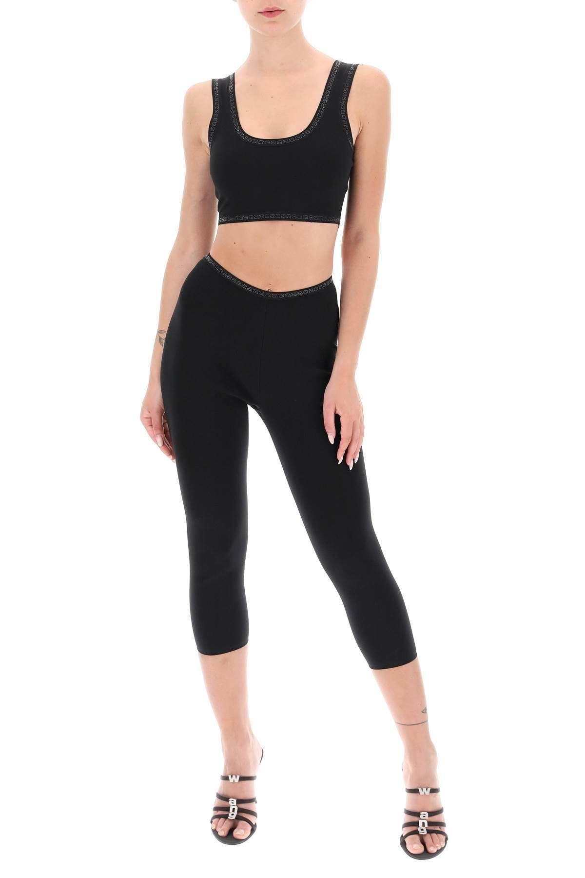 Alexander Wang Cropped leggings with crystal-studded logoed band Alexander  Wang, coltorti