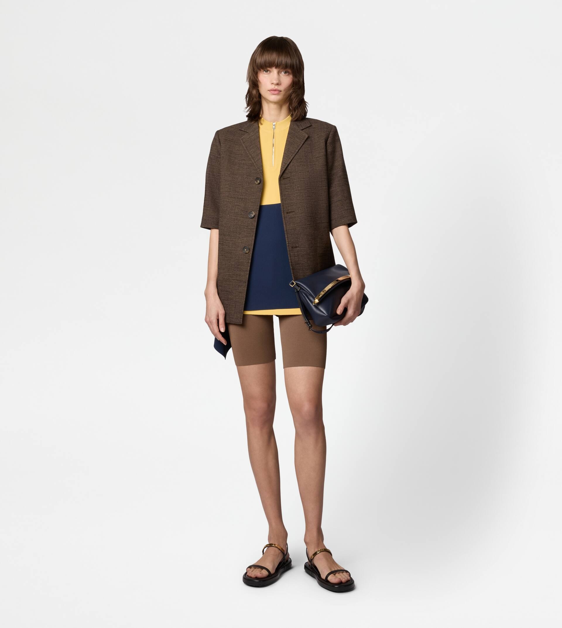 COTTON BLEND JACKET - BROWN - 3