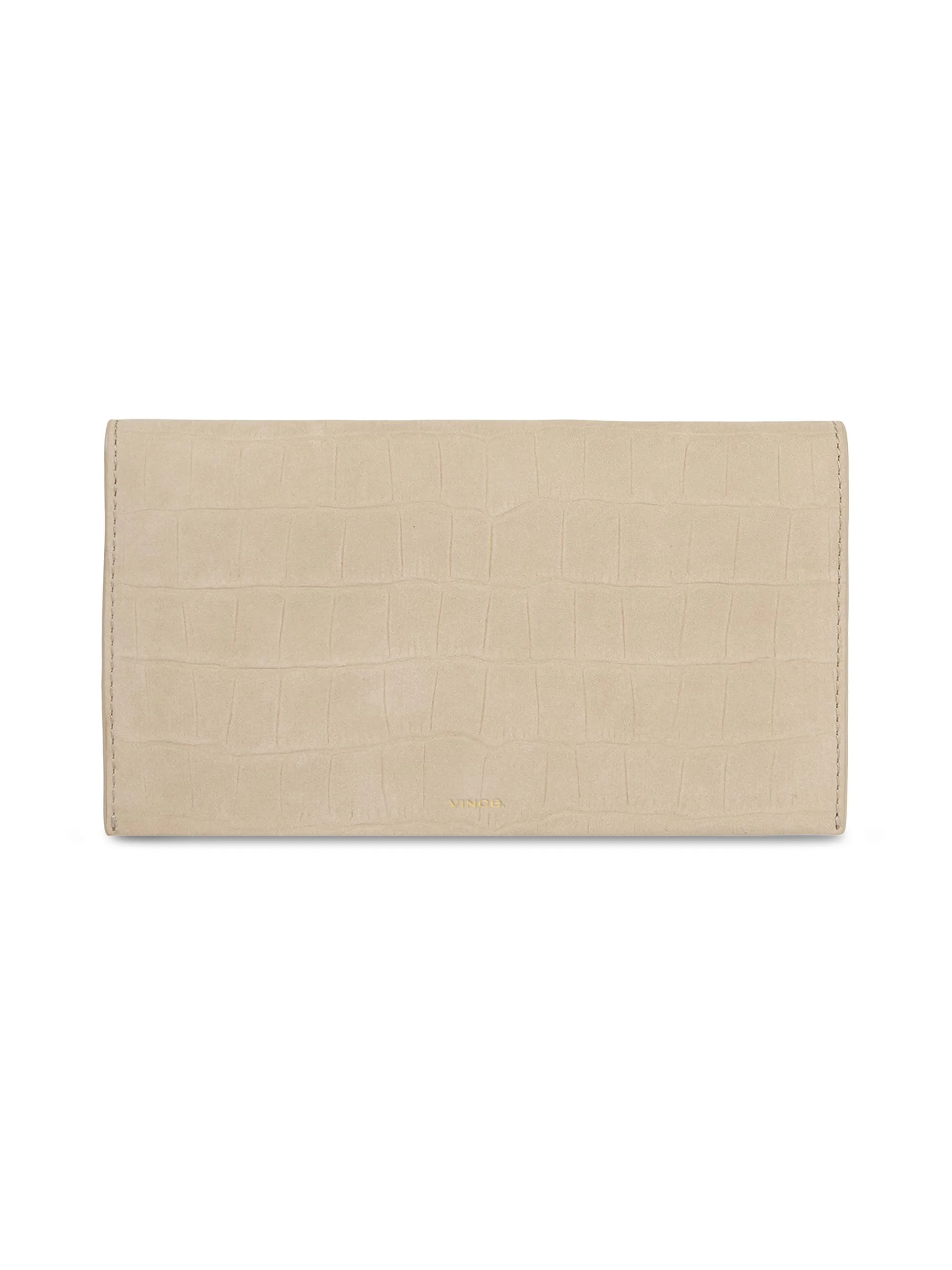 Women's Croc-Embossed Leather Continental Wallet - Marzipan - 1
