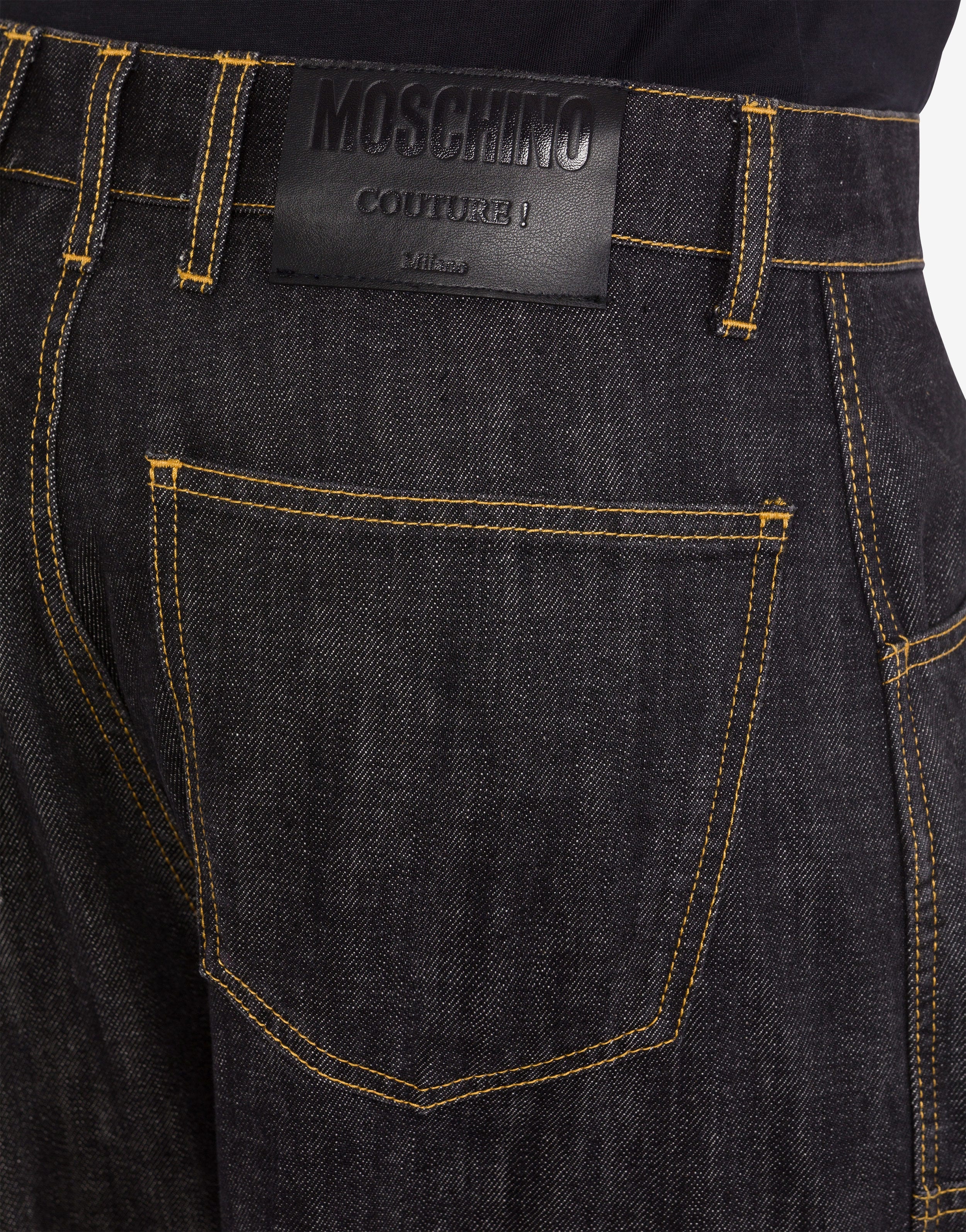 LOGO LABEL BLACK DENIM TROUSERS - 4