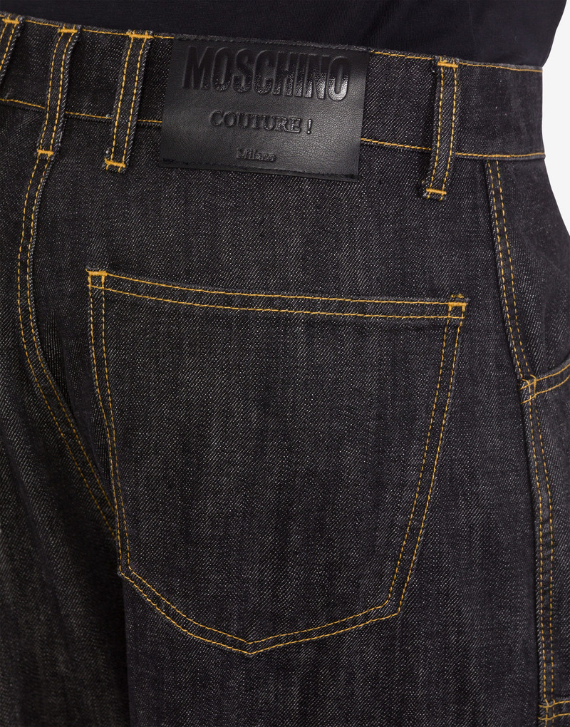 LOGO LABEL BLACK DENIM TROUSERS 4