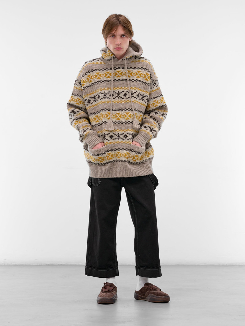 Kapital Beige Fair Isle Knit Hoodie outlook