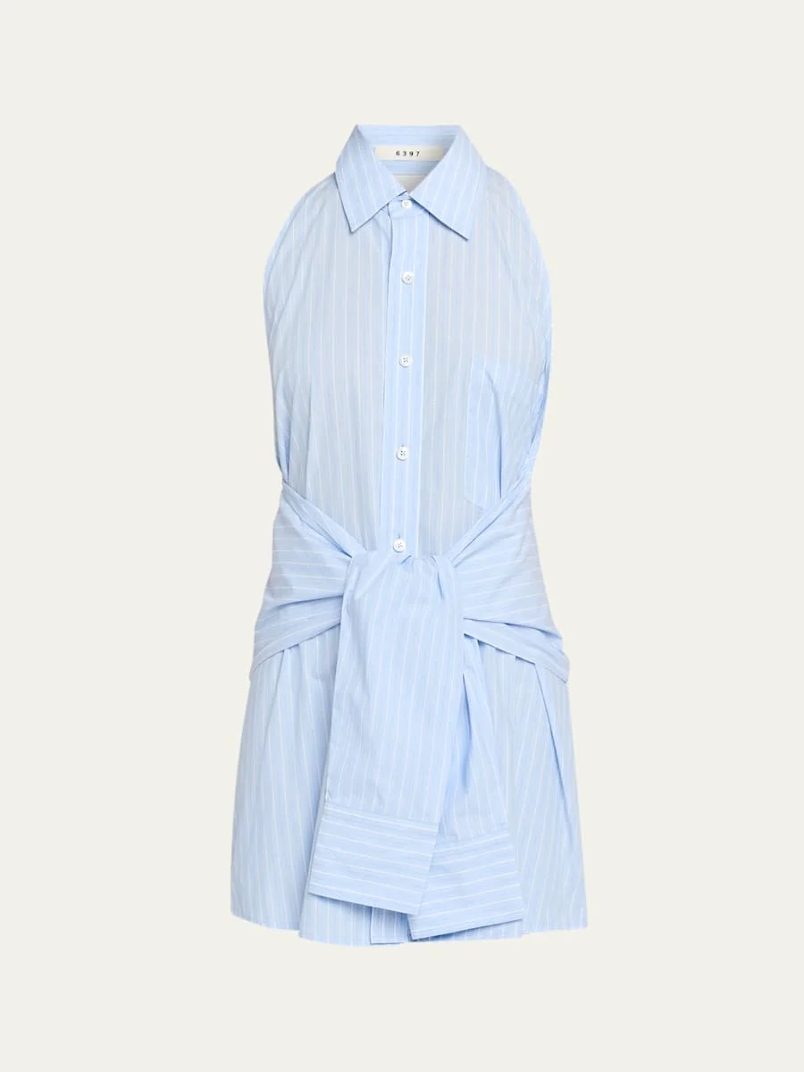 Pinstriped Halter Shirt - 1