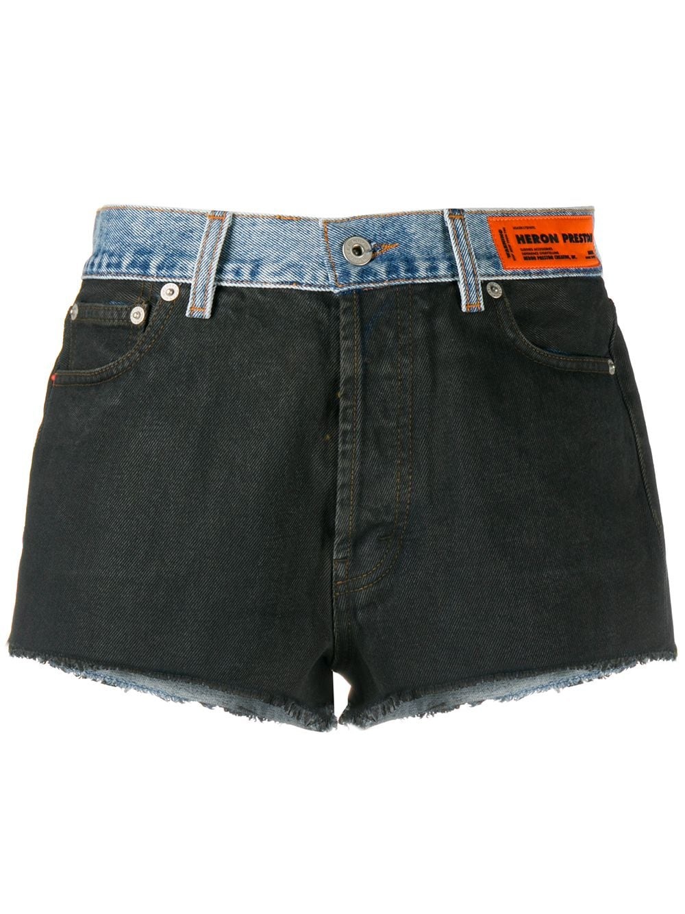 two-tone denim shorts - 1