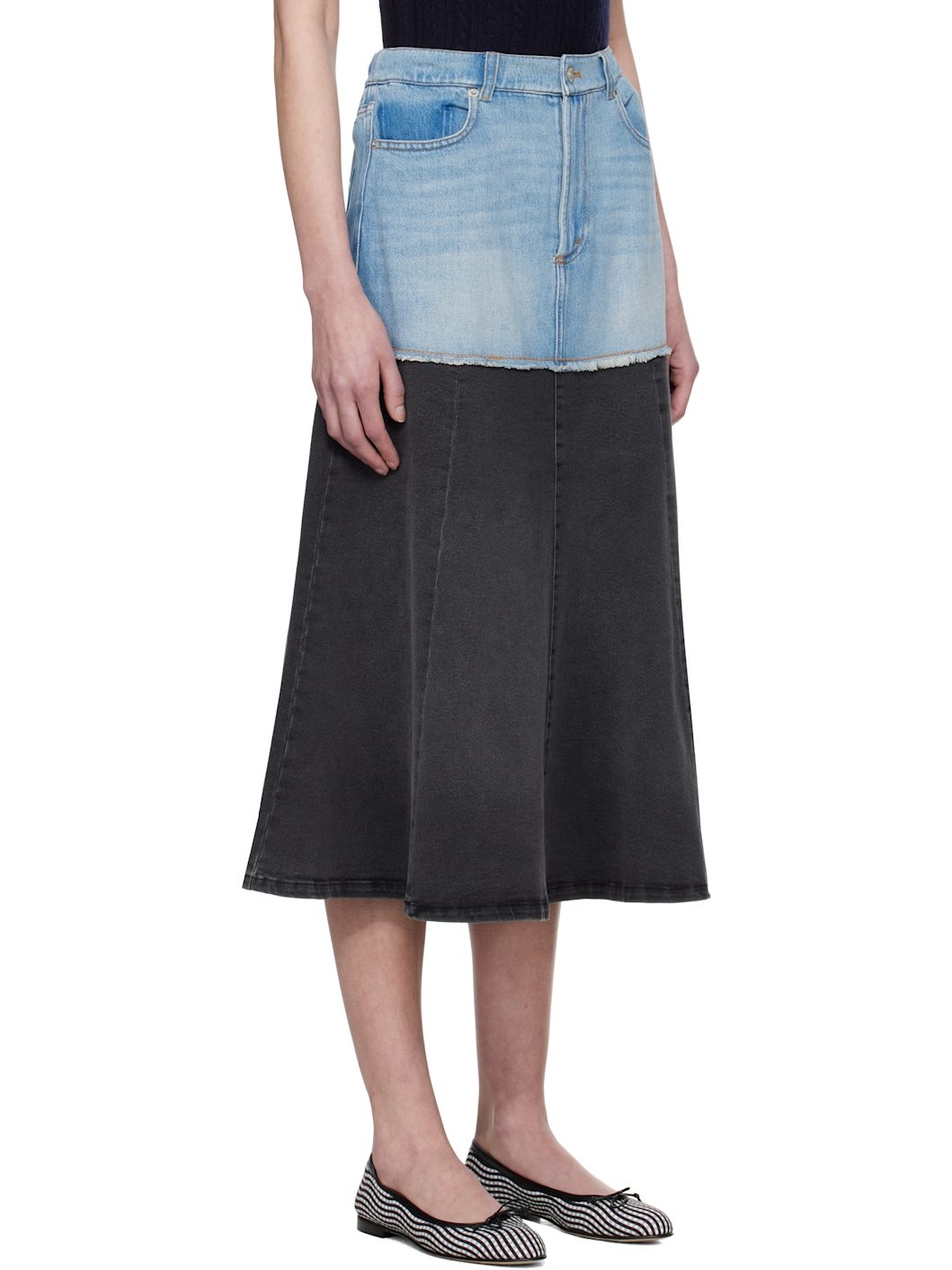 Blue & Black Elle Denim Midi Skirt - 2