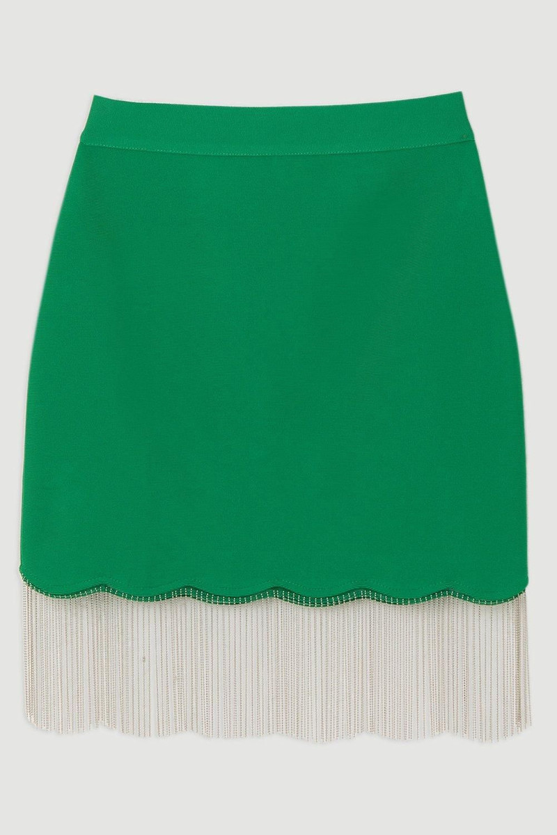Figure Form Bandage Knit Scallop Tassel Skirt 4