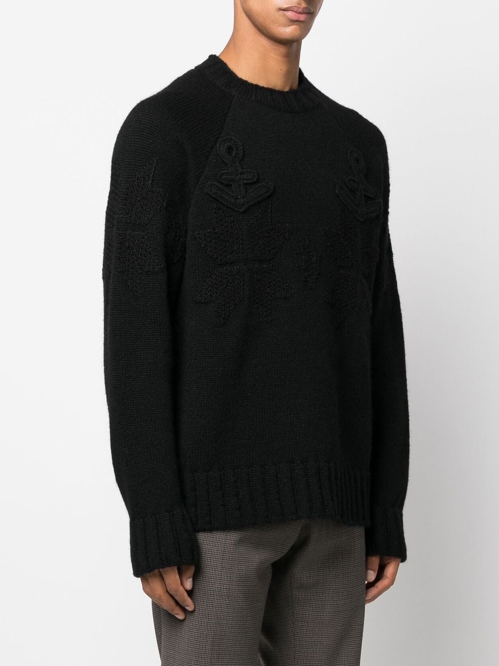 patch-detail crew neck jumper - 3