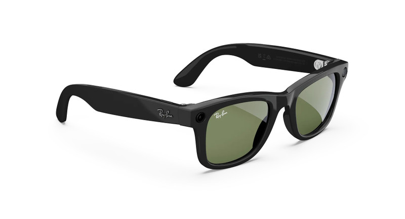 Ray-Ban Meta Wayfarer (Gen 1), Shiny Black / Green, Standard 3