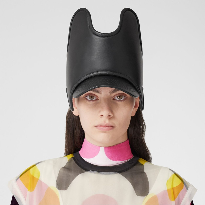 Burberry Panel Detail Lambskin Baseball Cap outlook