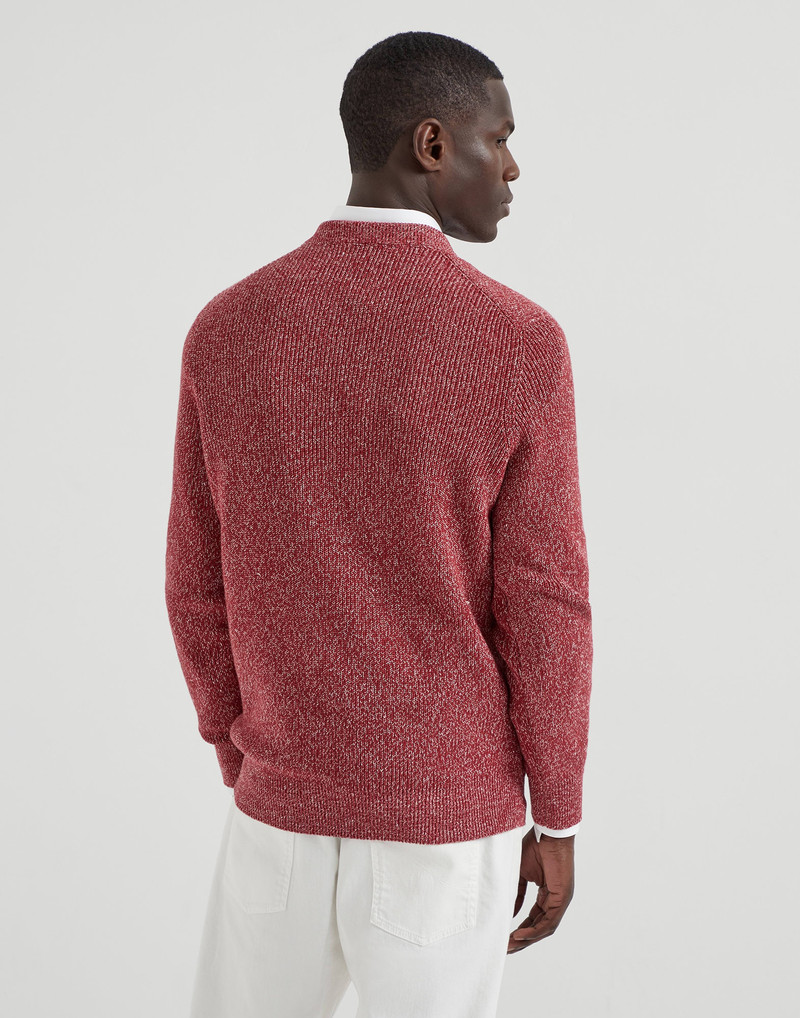 Brunello Cucinelli Cotton and linen half English rib chiné sweater outlook