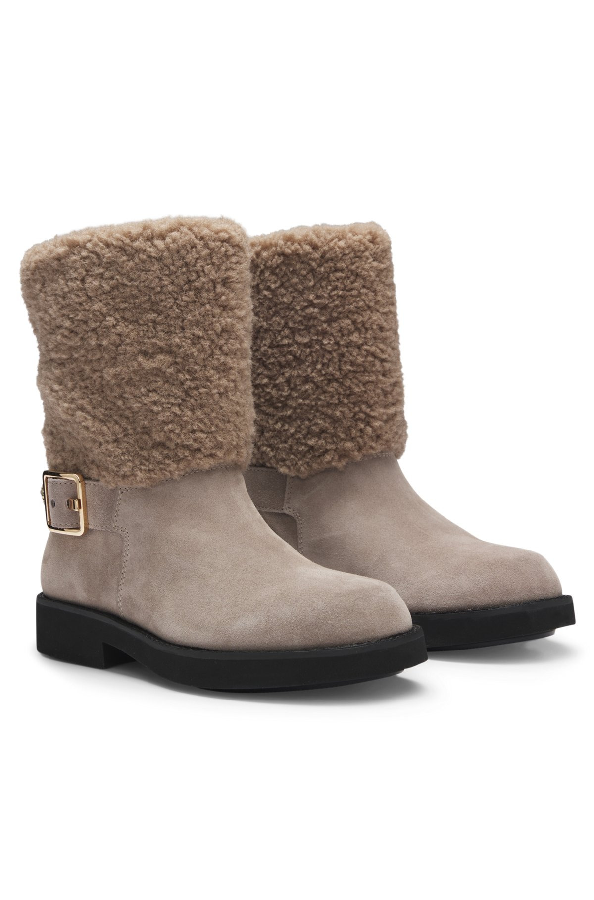 SUEDE BIKER BOOTS WITH DOUBLE B MONOGRAM TRIM - 2