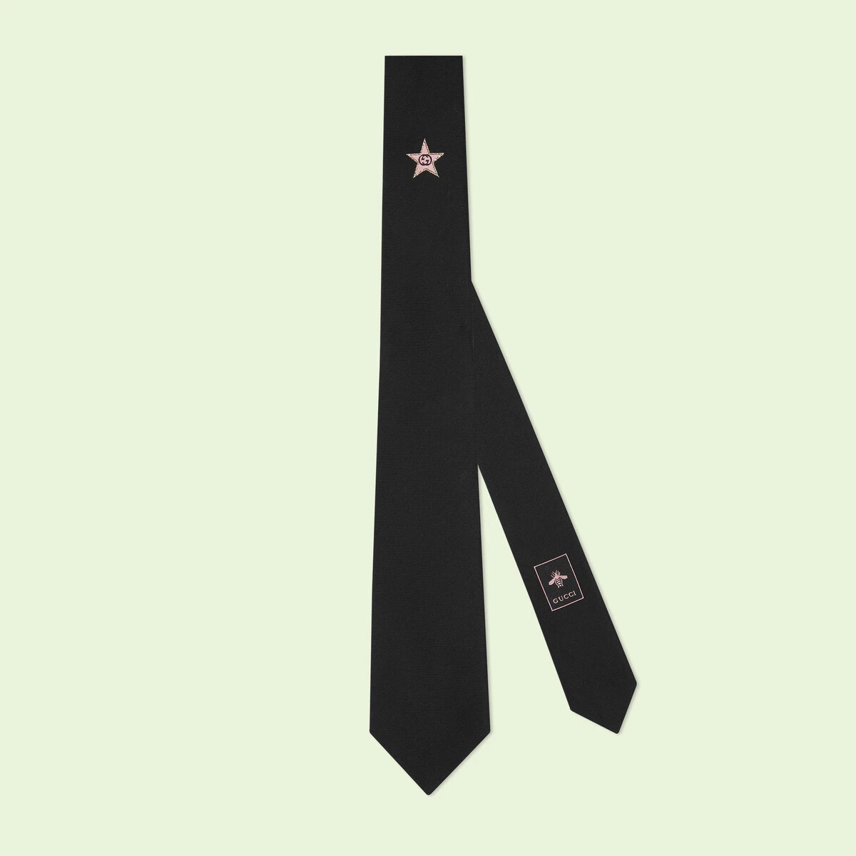 Silk tie with Interlocking G star - 1