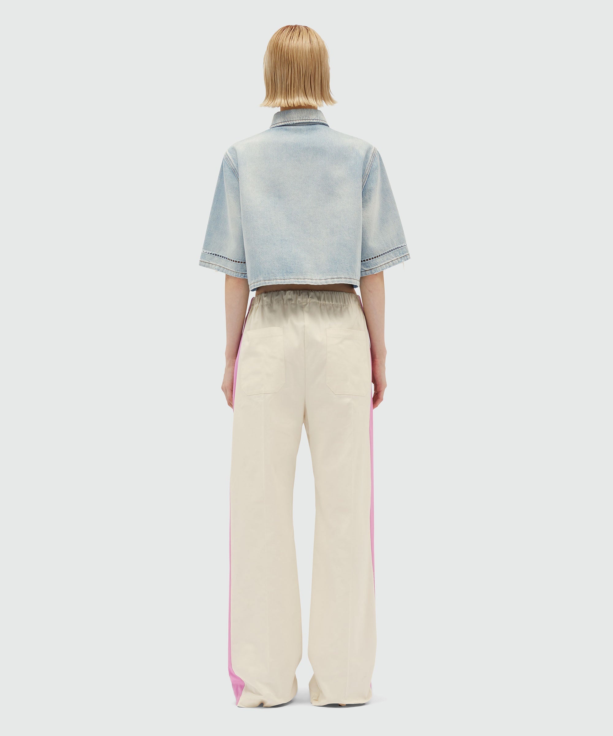 Gabardine trousers with side bands - 3