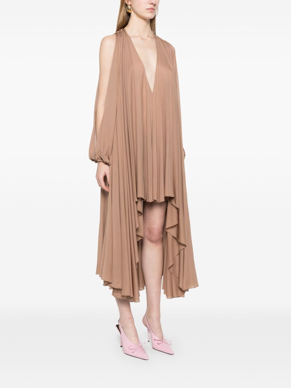 asymmetric georgette mini dress - 3