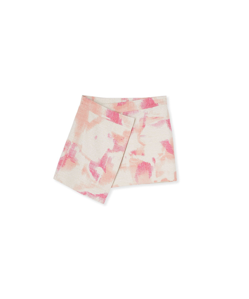 Tweed skort with tie-dye effect print 1