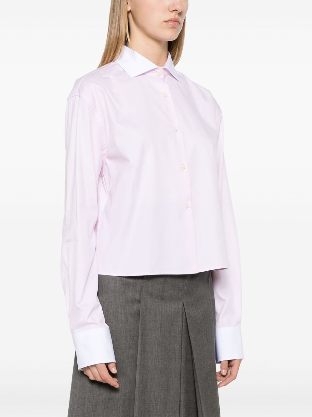 logo-embroidered cotton shirt - 3