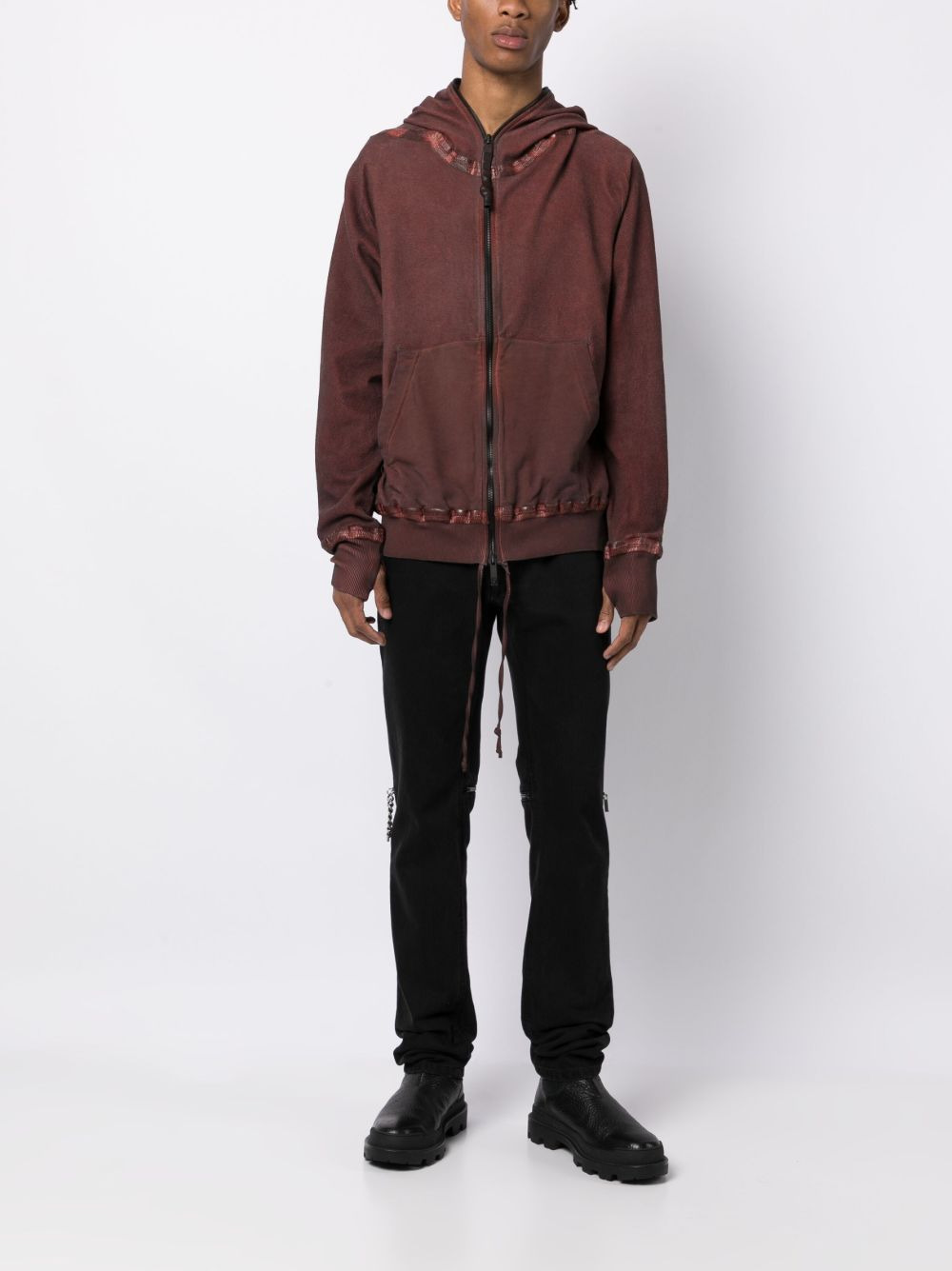 zipped organic cotton hoodie jacket - 2