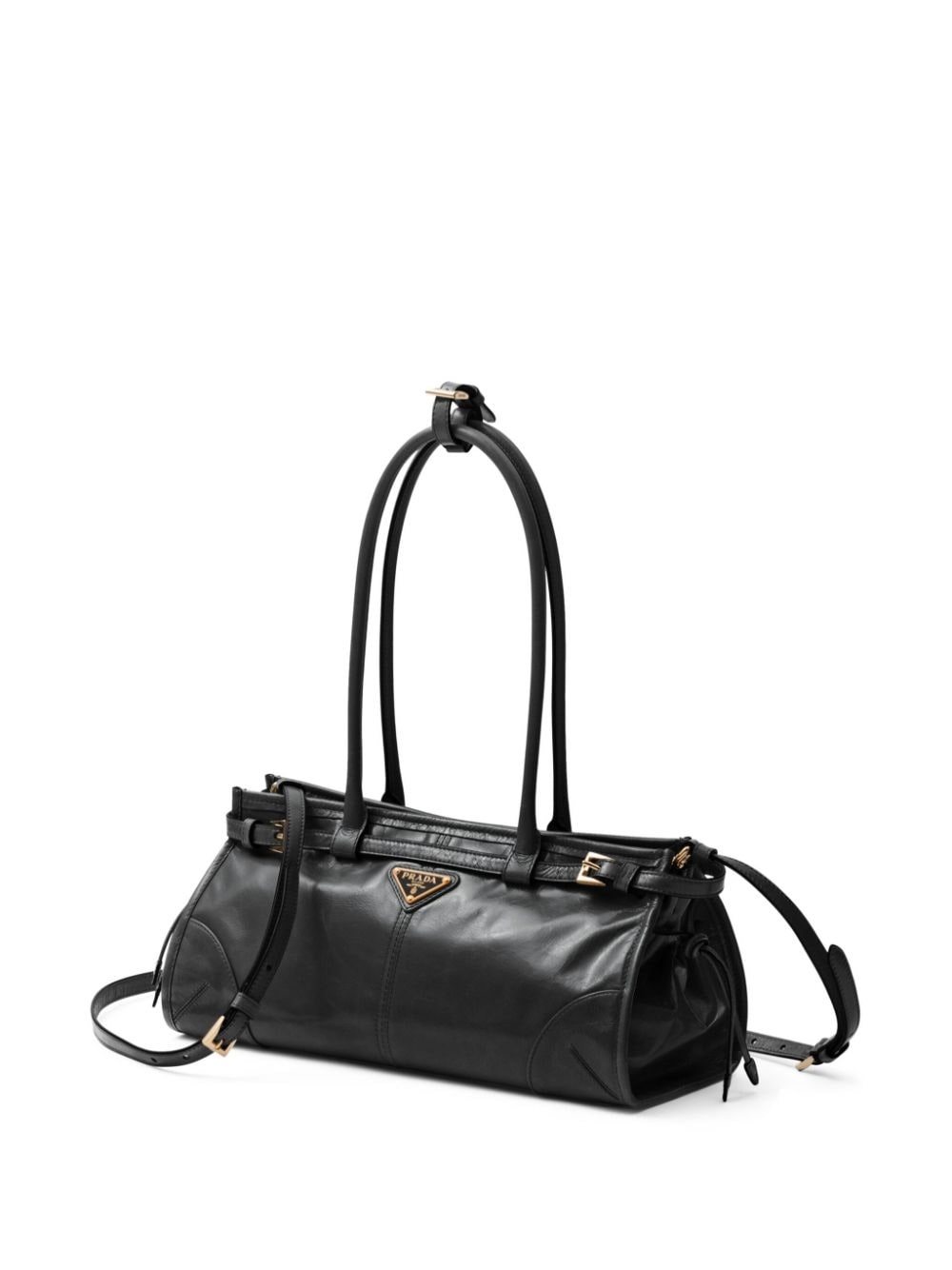 enamel triangle-logo leather tote bag - 4