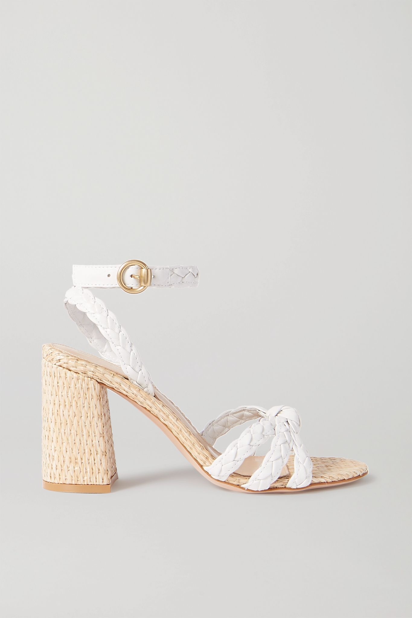 85 woven leather and raffia sandals - 1