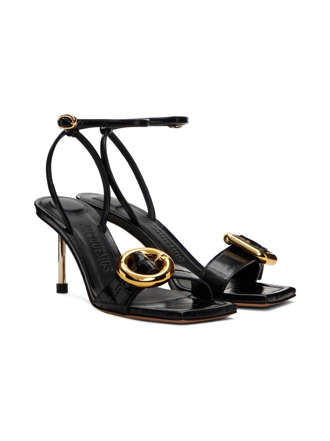 Black Les Sculptures 'Les sandales Regalo' Heeled Sandals - 4