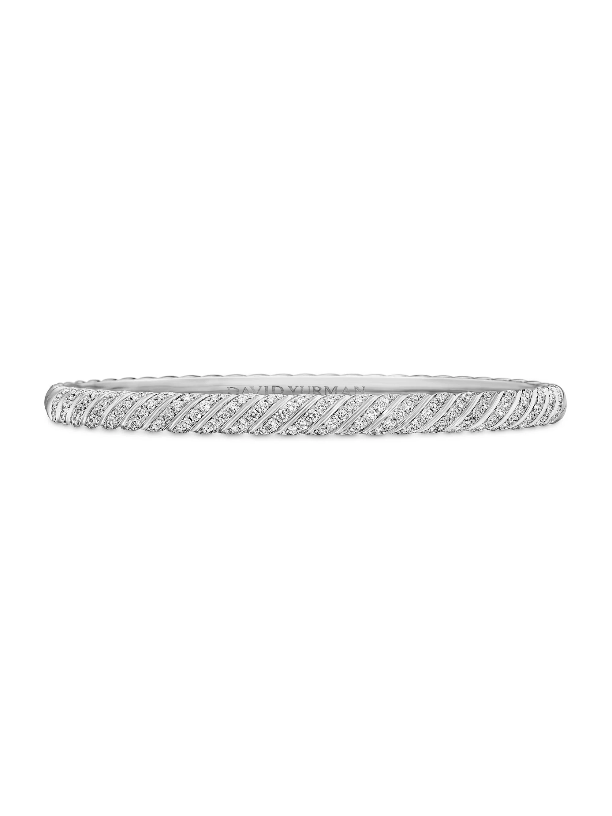 Women's Sculpted Cable Bangle Bracelet in 18K White Gold - Silver - 1