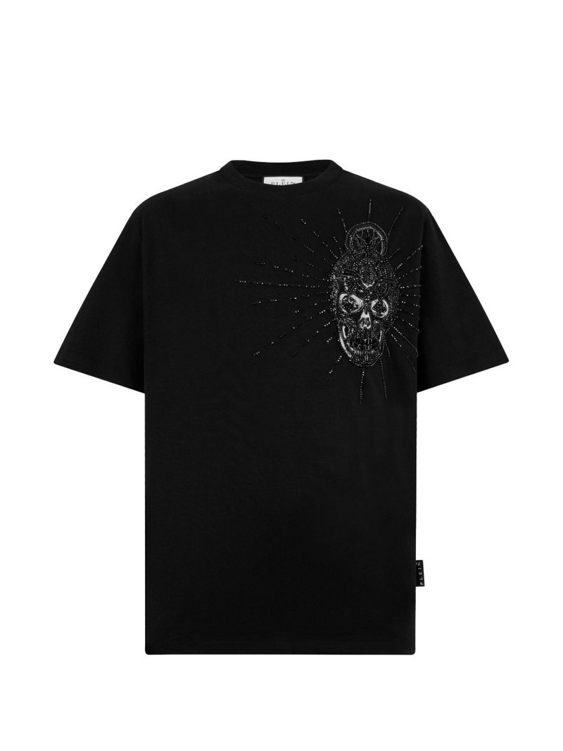 round-neck skull-graphic T-shirt 1