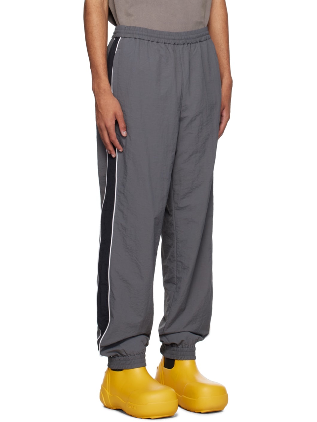 Gray Elastic Waistband Track Pants - 2