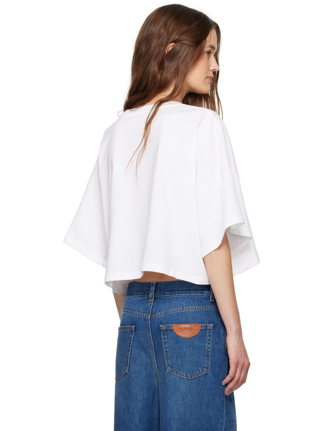 White Oversized Cropped Logo T-shirt - 3