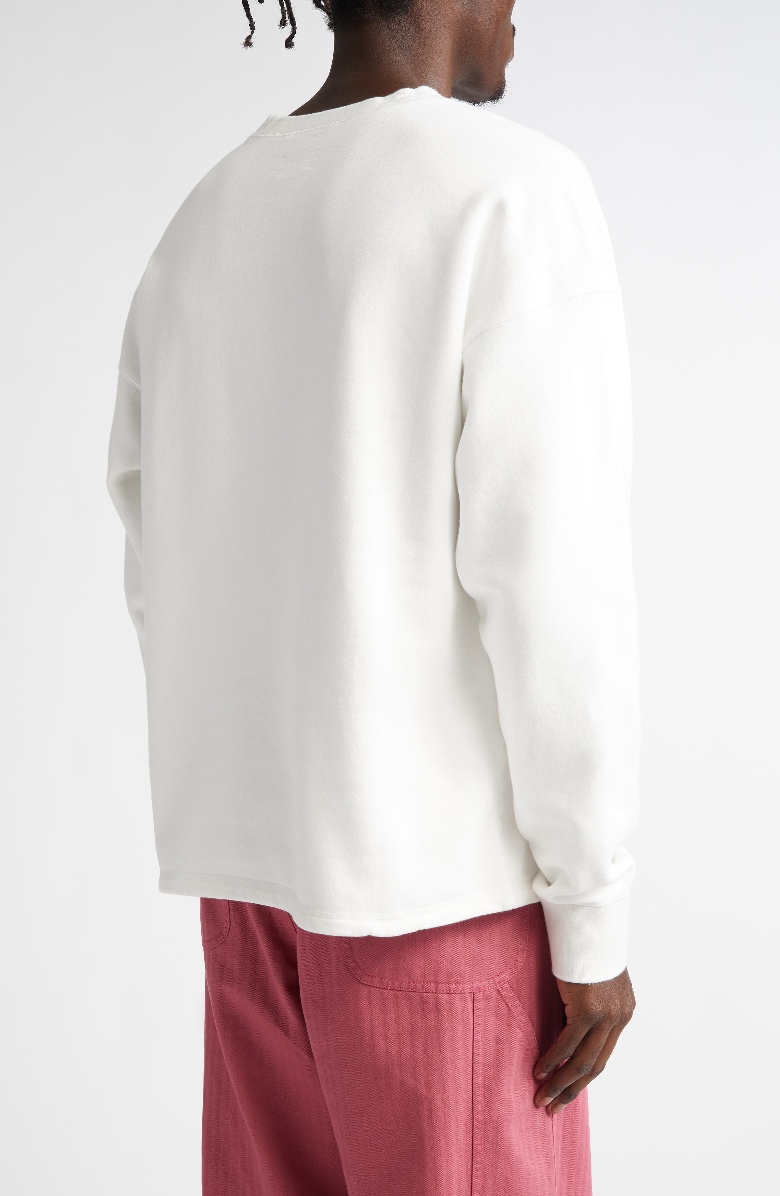 Bode Finish Line Embroidered Fleece Graphic Sweatshirt in Cream at Nordstrom - 2