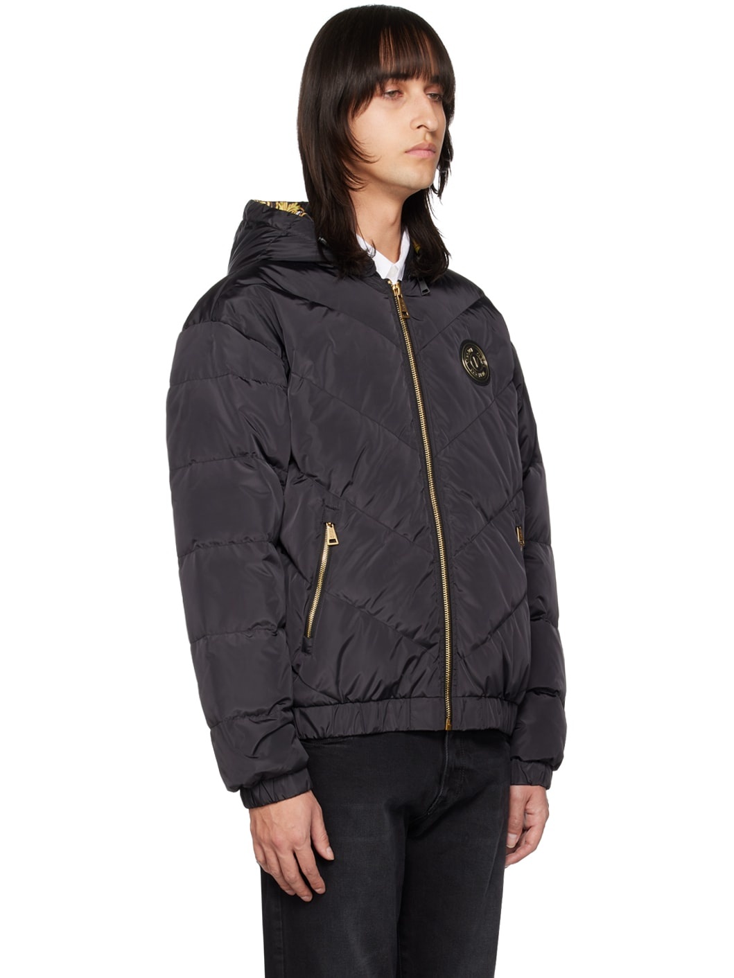 Black V-Emblem Down Jacket - 2