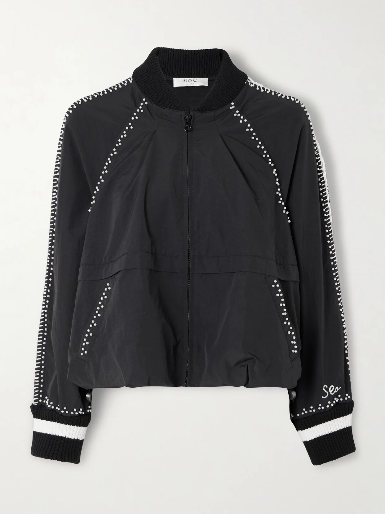 Alberta Cropped Embellished Shell Track Jacket - 1