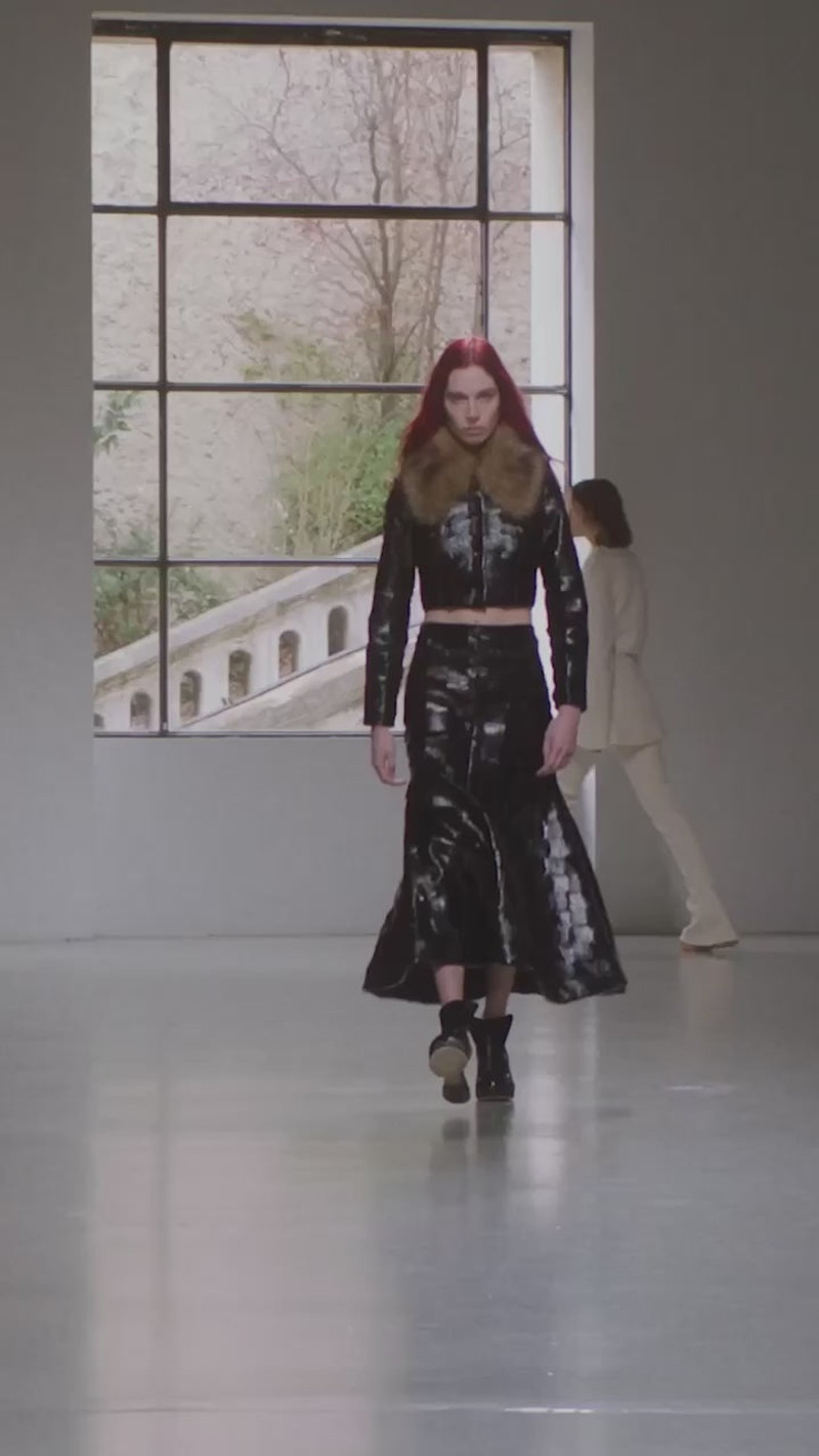 WEAVED JACKET WITH DETACHABLE COLLAR BLACK BROWN 9