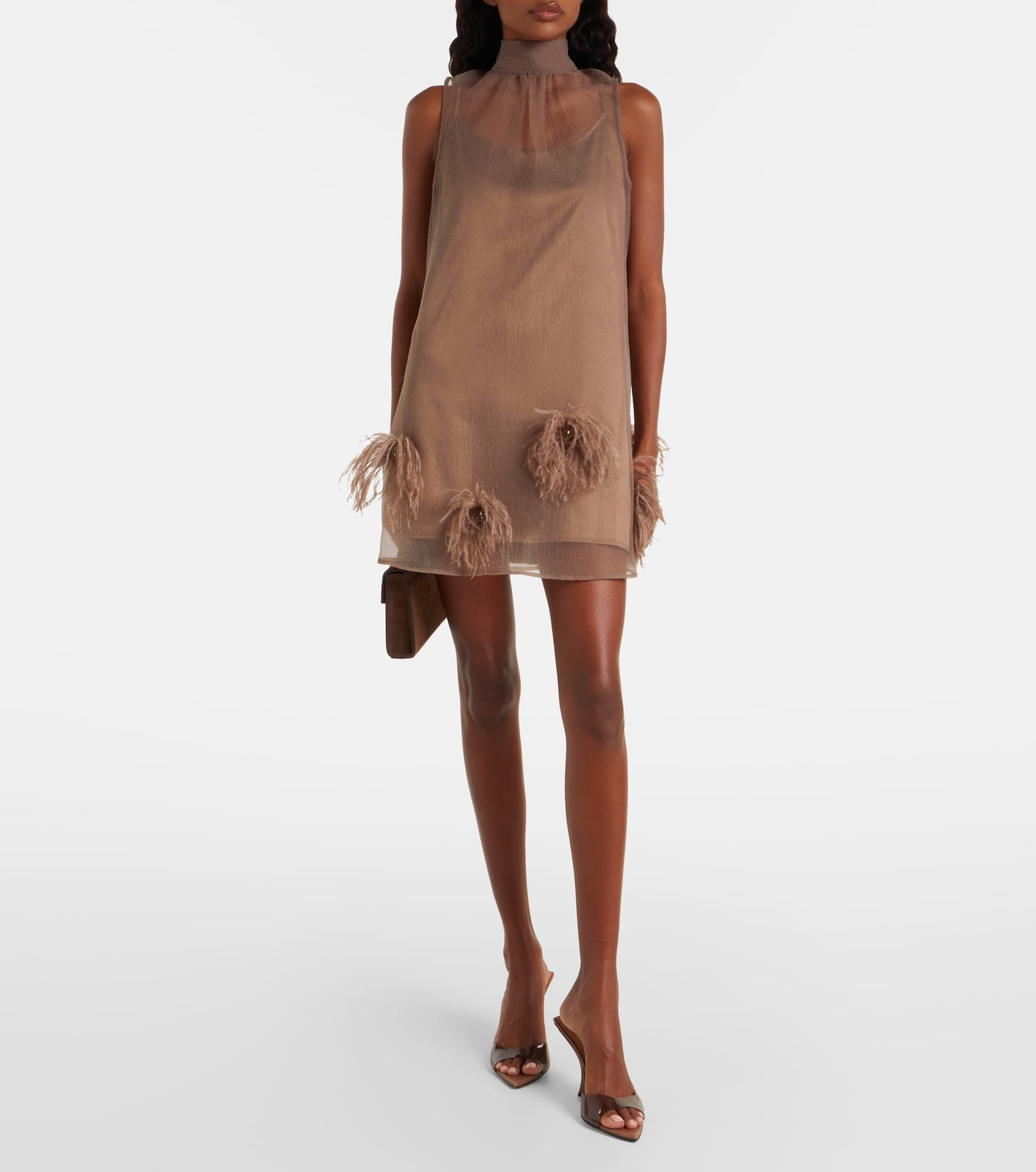Albee feather-trimmed minidress - 2