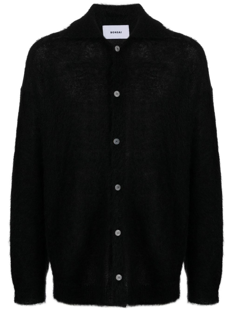 logo-patch buttoned cardigan 1
