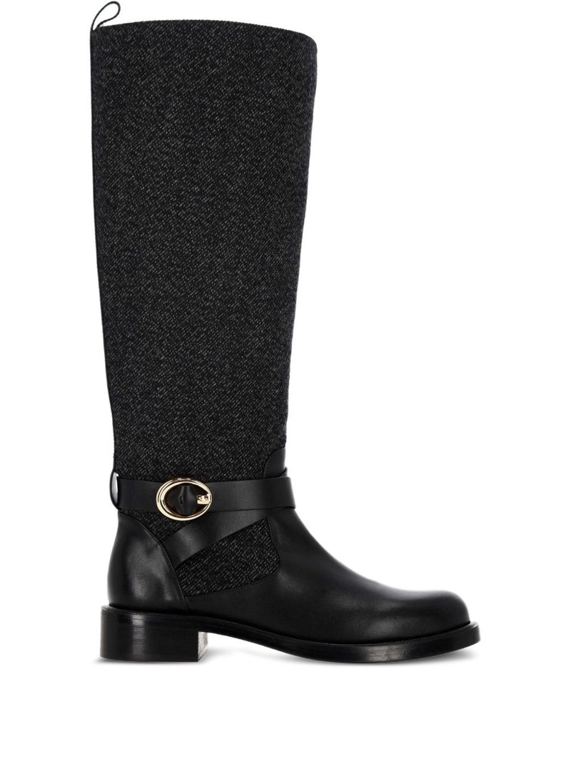 buckle-detail tweed boots 1