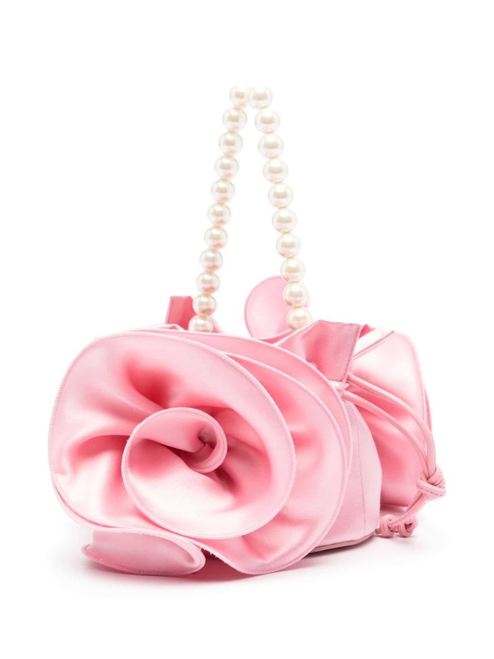 rose-appliquÃ© satin bucket bag - 3