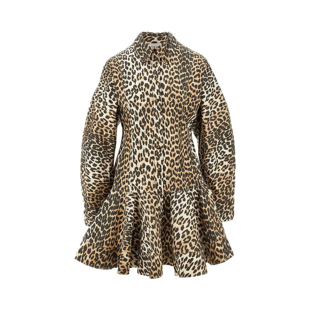 LEOPARD PRINT POPLIN MINI DRESS - 1