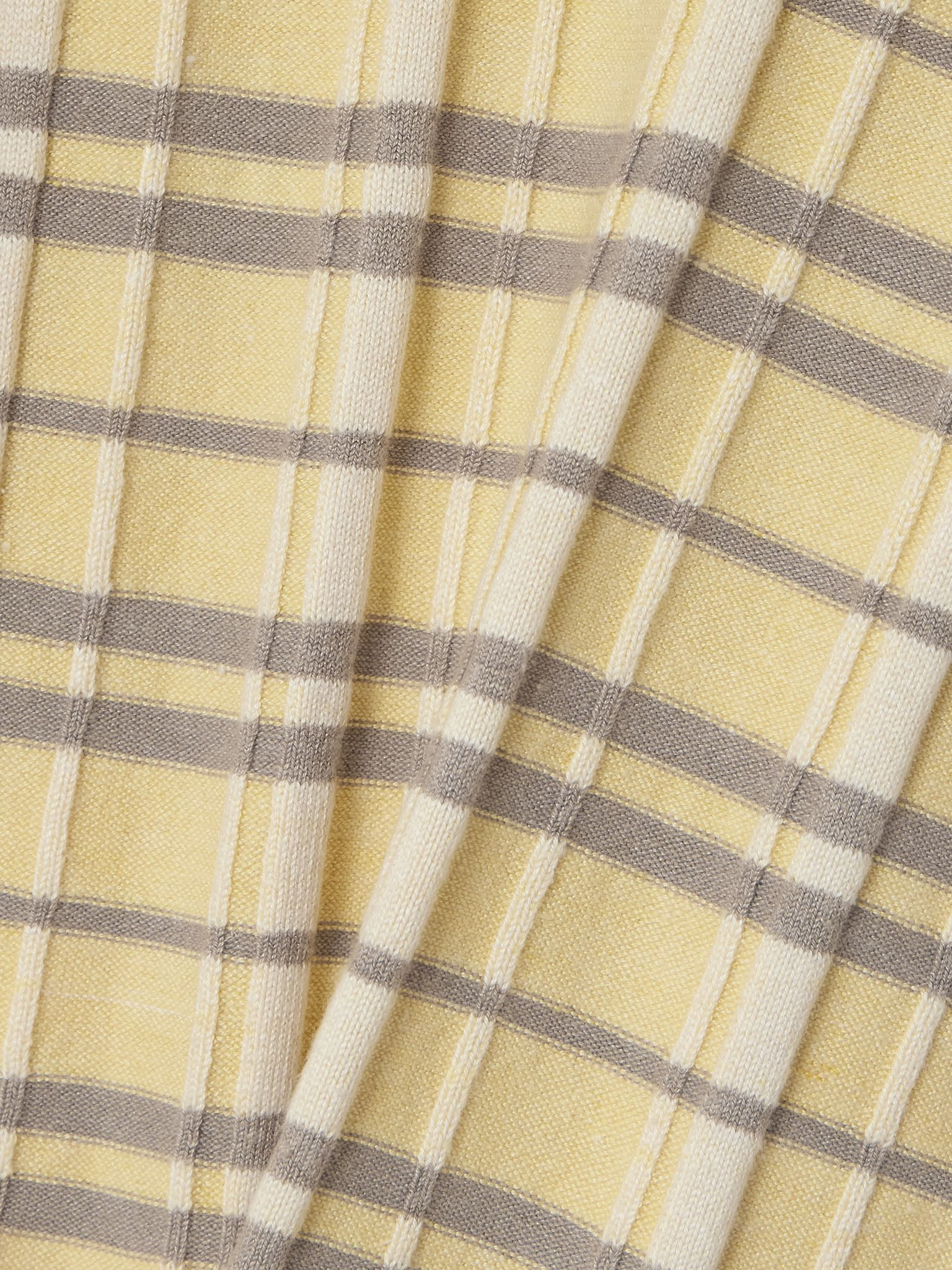 Checked ribbed silk-blend mini dress Yellow - 4
