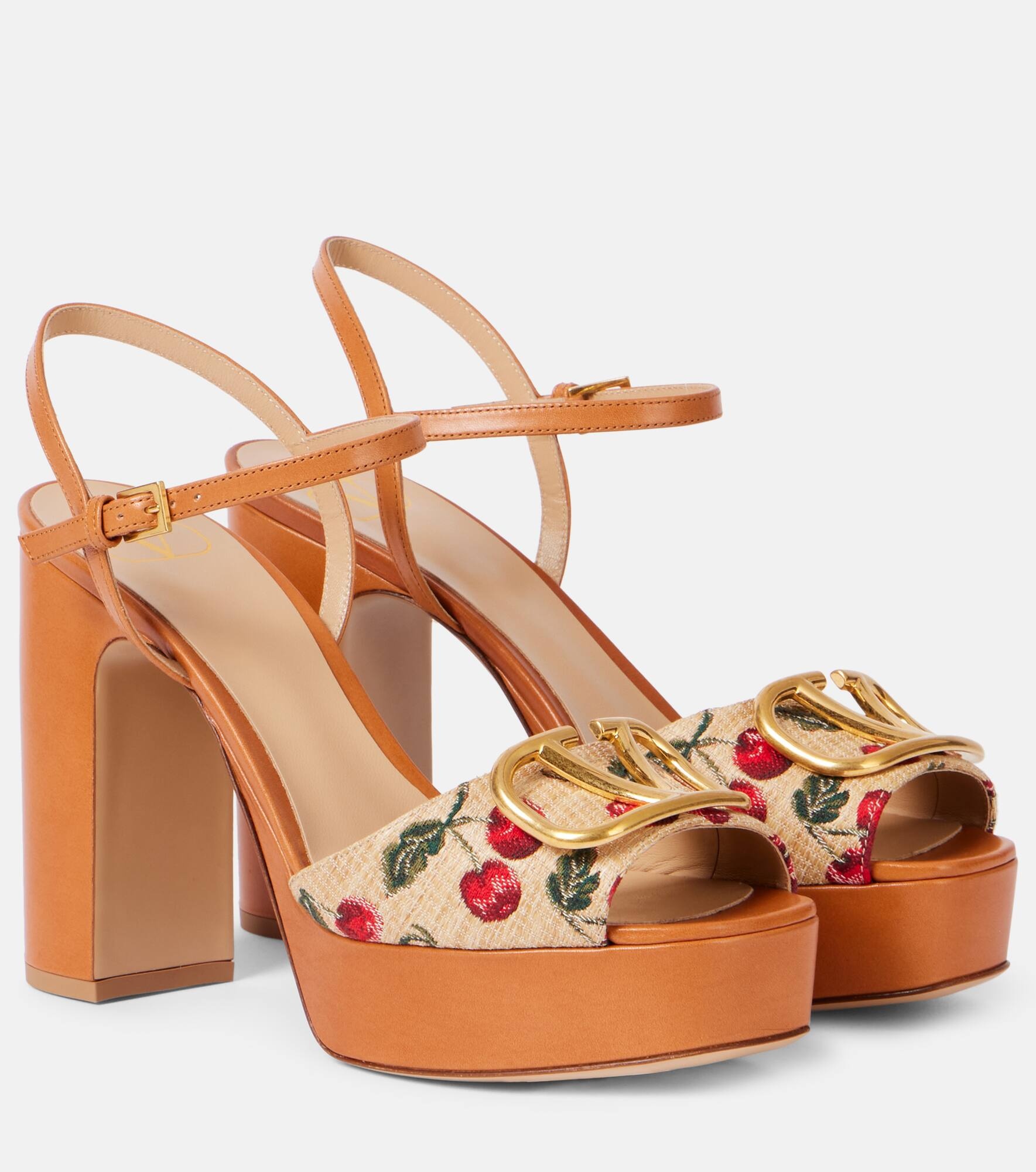 VLogo 115 raffia-effect platform sandals - 1