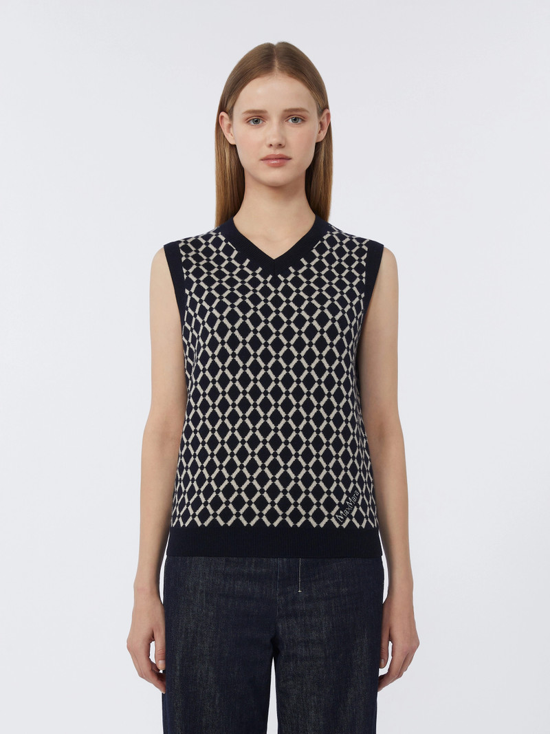 FAVORE Jacquard wool gilet - ULTRAMARINE 3