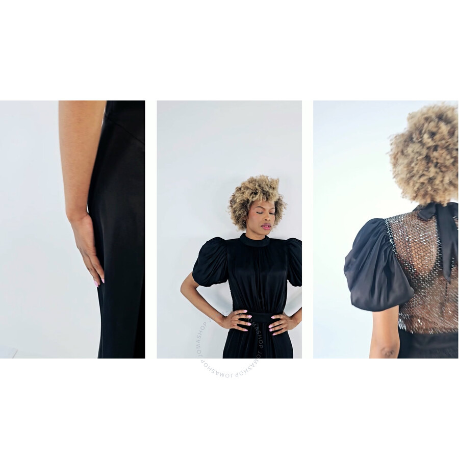 Rotate Ladies Black Puff Sleeve Midi Dress - 3