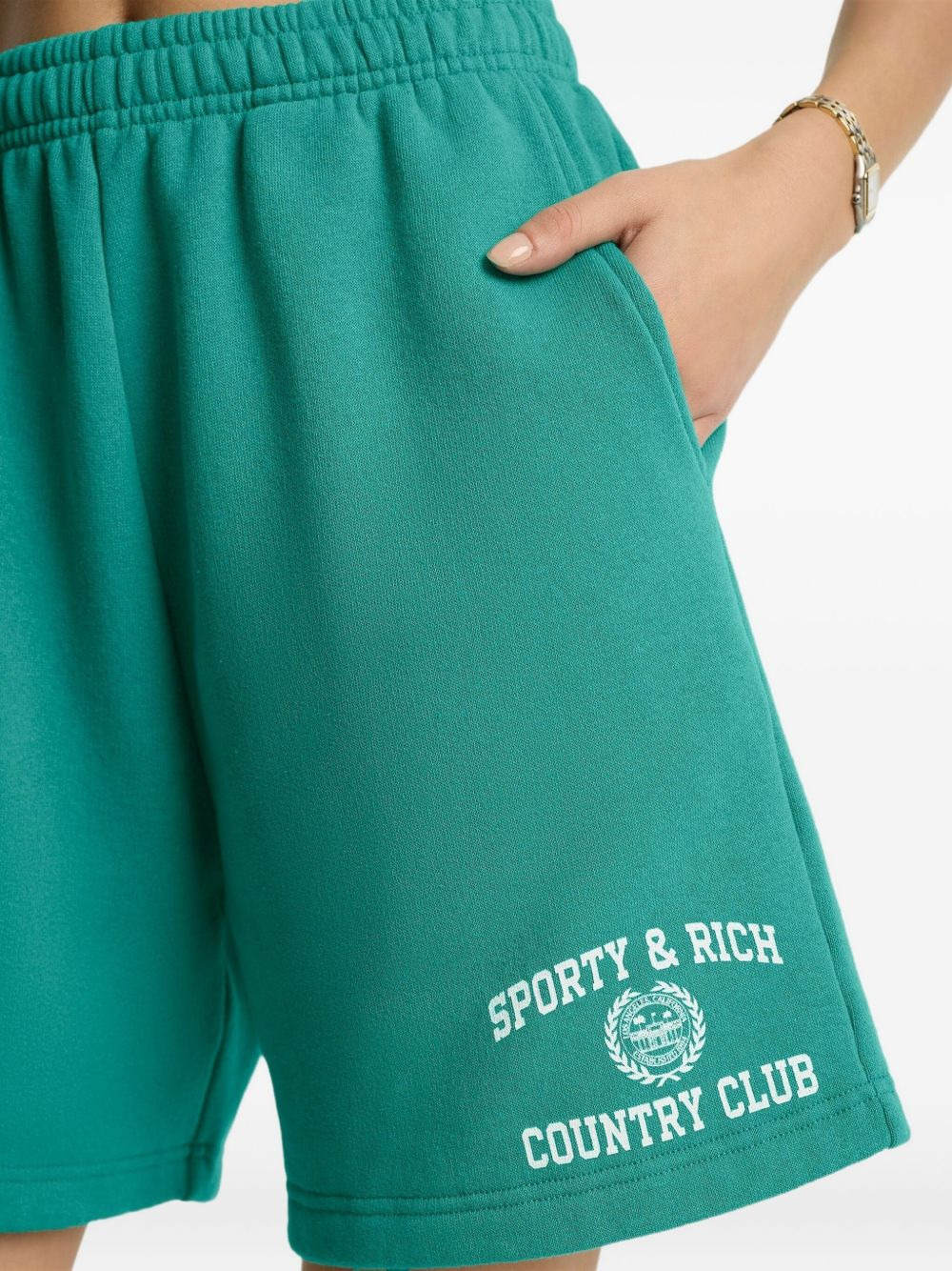 logo-embroidered fleece shorts - 3