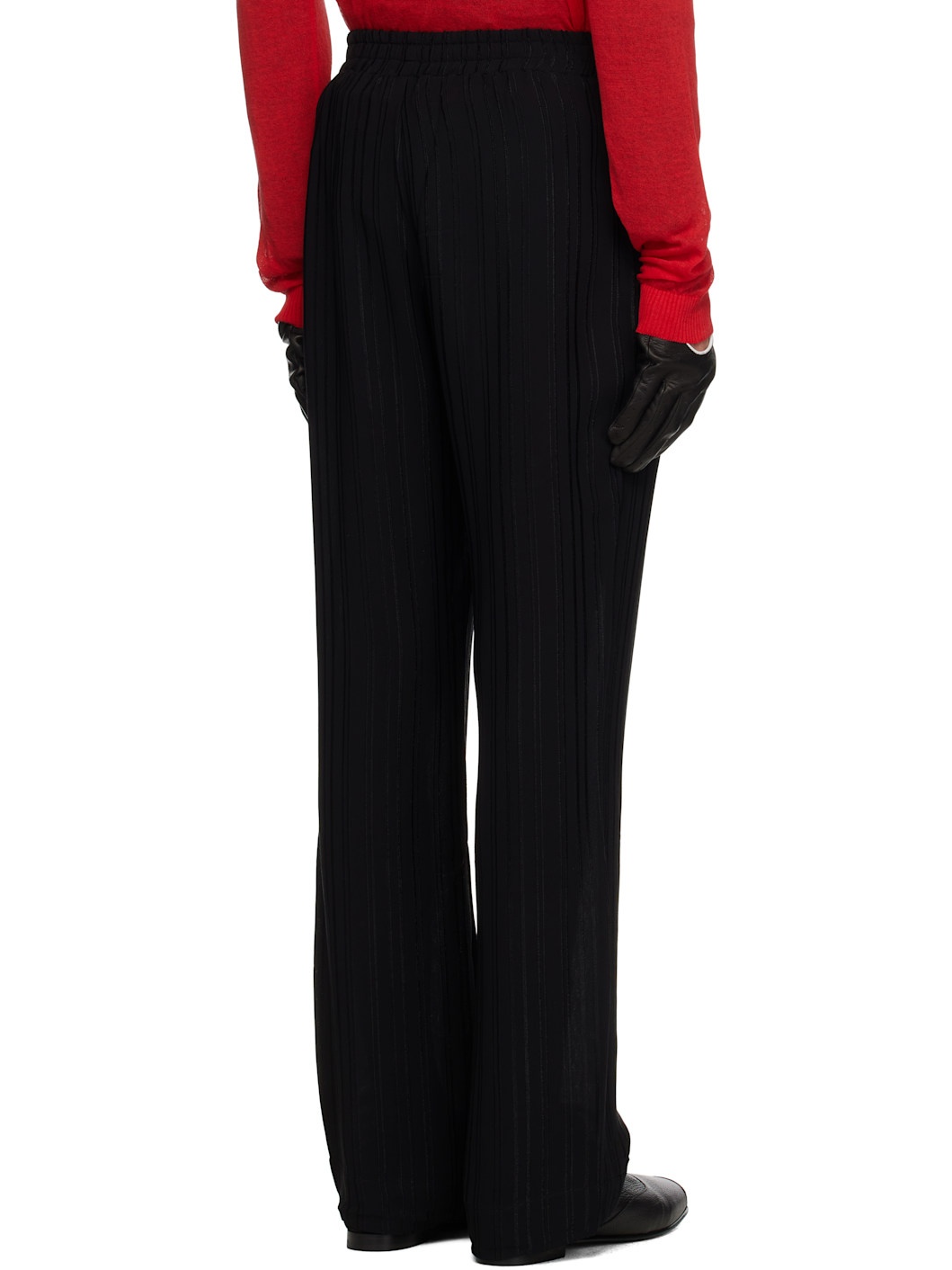 Black Pin Stripe Straight Fit Track Pants - 3