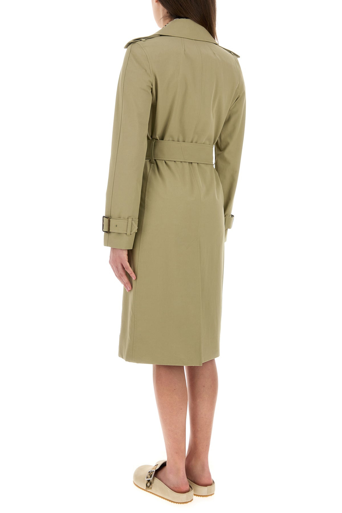 Sage green gabardine trench coat - 4