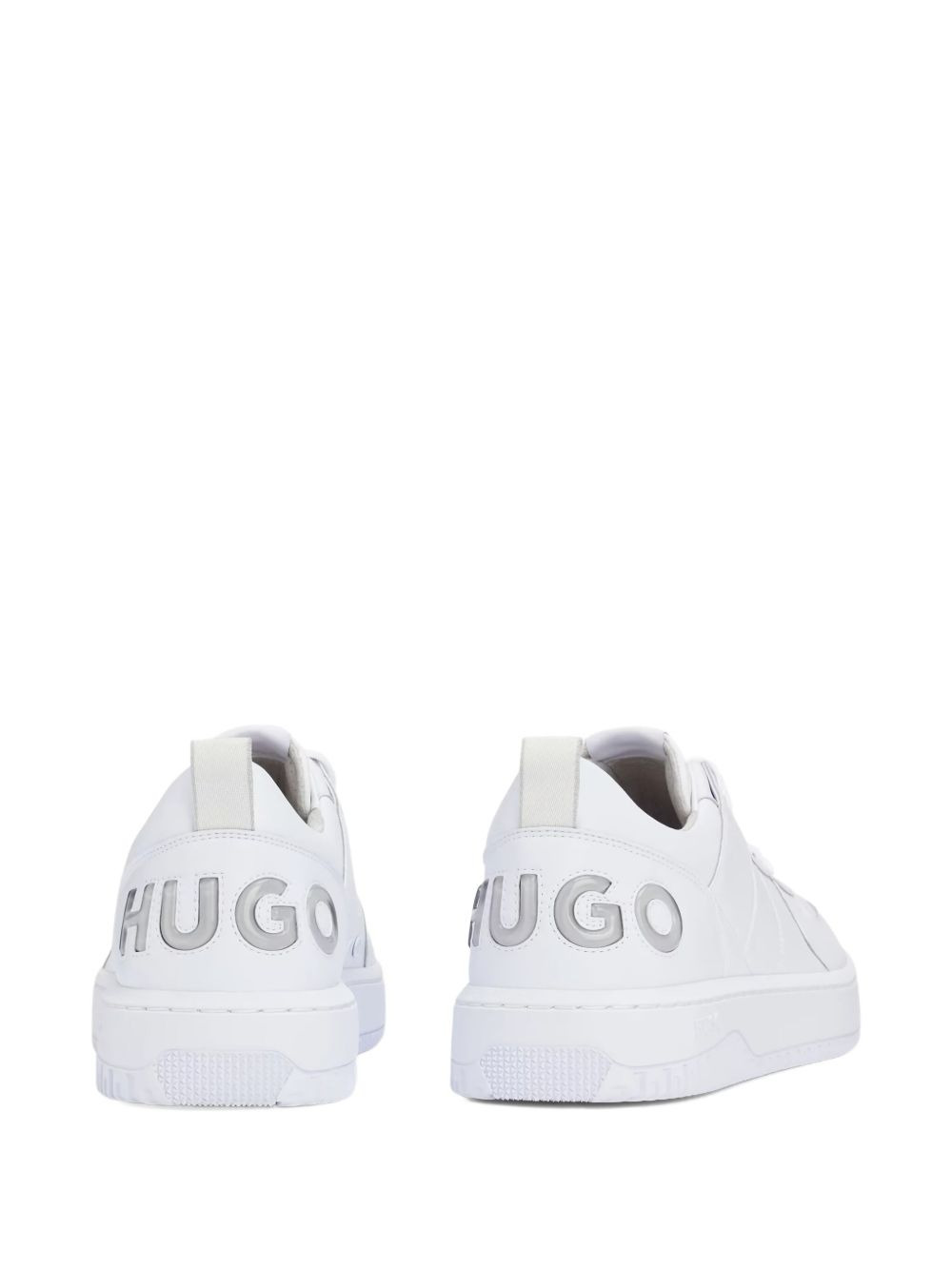logo-detail leather trainers - 3