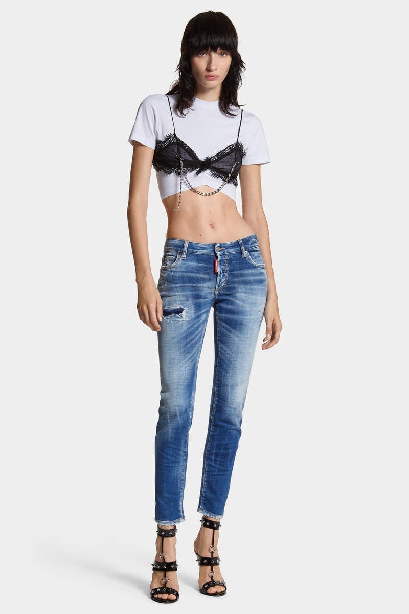 MEDIUM SMALL HOLE WASH MEDIUM WAIST JENNIFER JEANS - 3