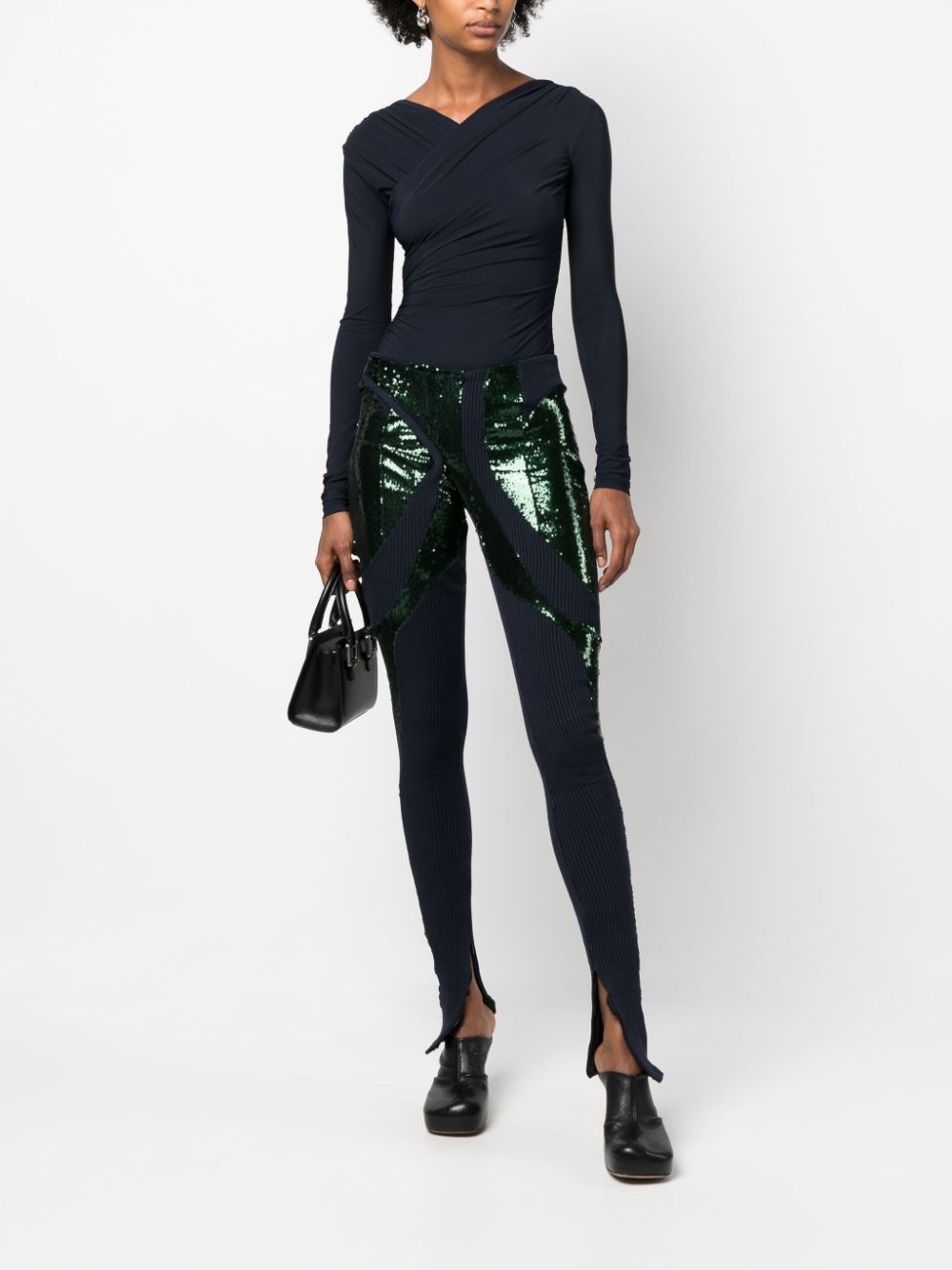 panelled sequin leggings - 2