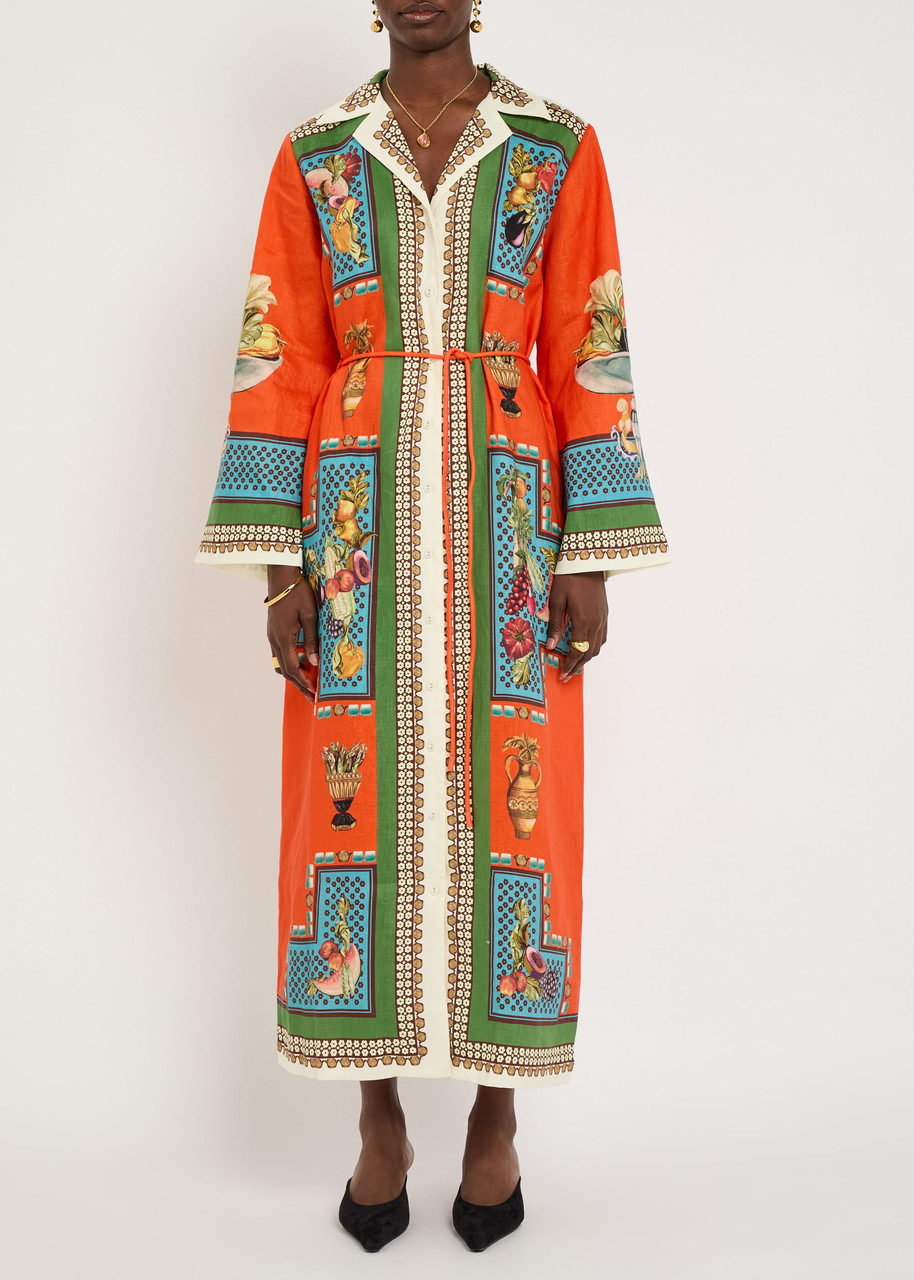 Alemais Rocco Printed Linen Maxi Shirt Dress - 2