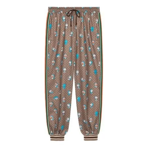 Gucci x Doraemon SS21 Monogram Pants 'Brown' 654941-XJDEX-2138 - 1